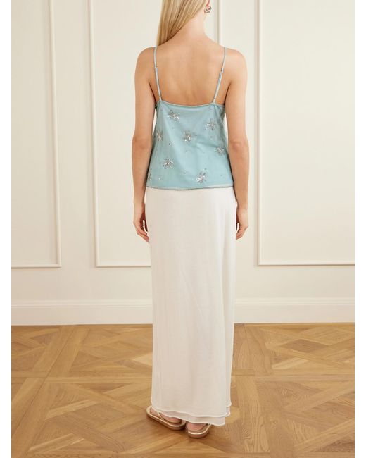 Staud Blue Azzurra Embellished Tulle Top