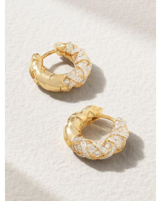 Yvonne Léon Metallic Ananas 9-Karat Diamond Hoop Earrings