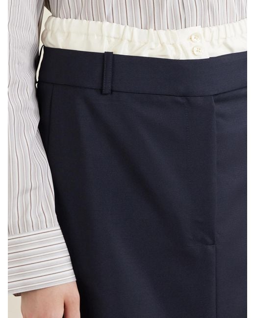 Rohe Blue Ruched Wool And Mohair-Blend Midi Skirt