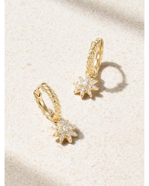 David Yurman Natural Petite Starburst 18-Karat Diamond Hoop Earrings