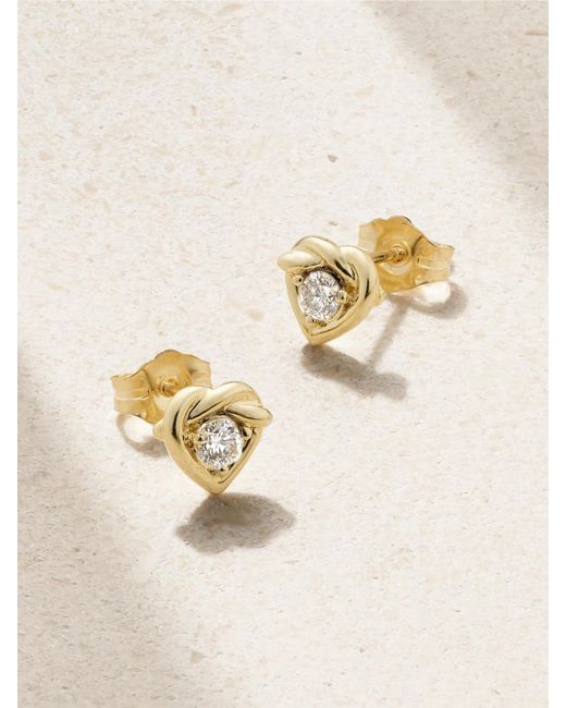 STONE AND STRAND Natural Tie The Knot 10-Karat Diamond Earrings