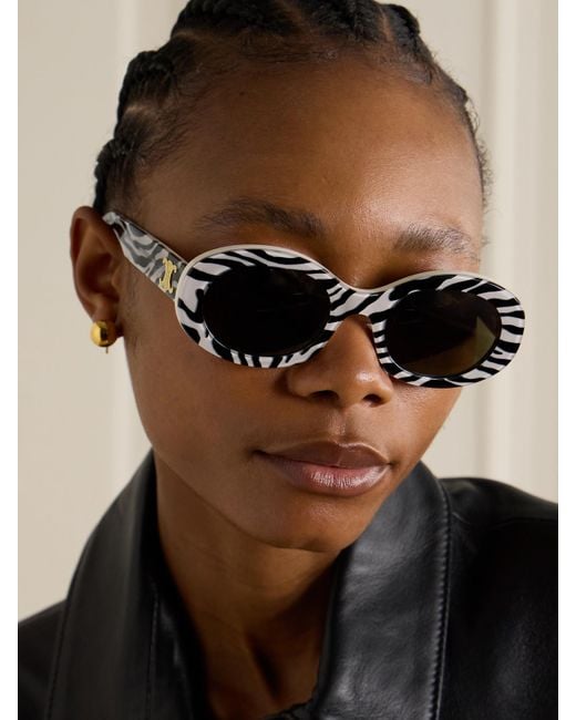 Céline Gray Sonnenbrille Mit Rundem Rahmen Aus Azetat Mit Zebramuster