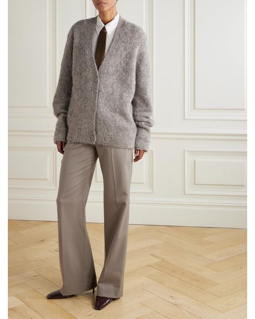 Frankie Shop Gray Elland Cardigan Aus Einer Gebürsteten Alpakawollmischung