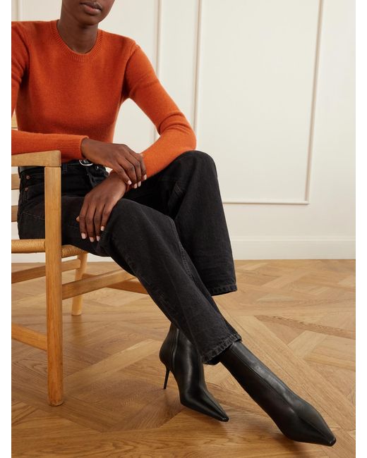 Saint Laurent Black Ashley Leather Ankle Boots