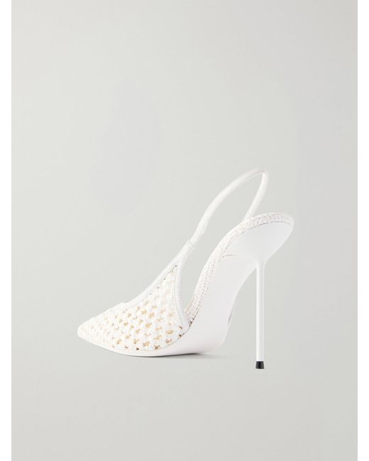Paris Texas Natural Lidia 105 Leather-Trimmed Straw Slingback Pumps