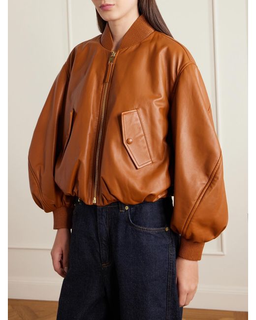 Givenchy Brown Padded Leather Bomber Jacket