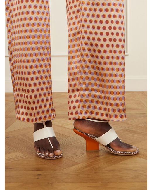 Dries Van Noten White Snake-Effect Leather Sandals