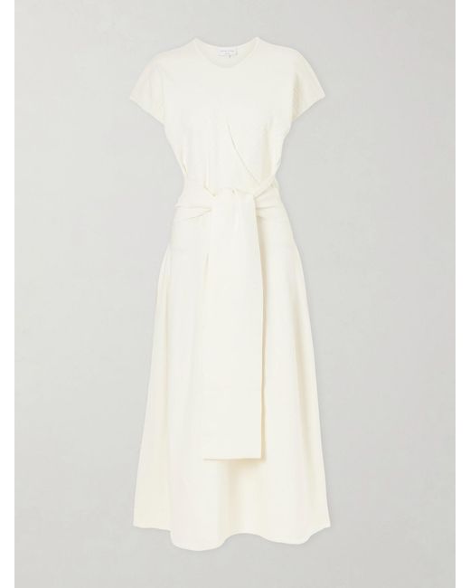 Violante Nessi White Turrel Tie-Detailed Jersey Midi Dress