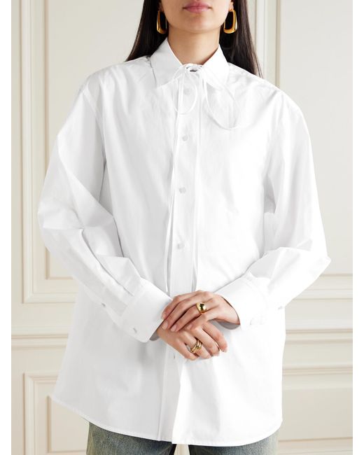 Gucci White Oversized-Hemd Aus Baumwollpopeline Mit Applikation