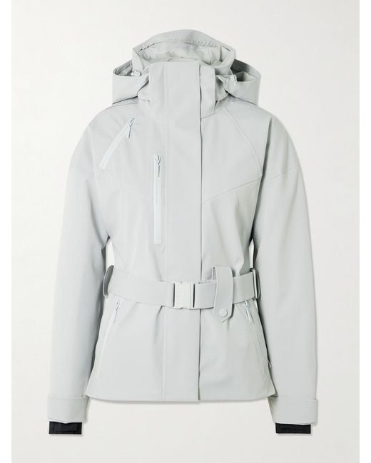 CORDOVA Gray Cascade Appliquéd Belted Stretch Hooded Ski Jacket