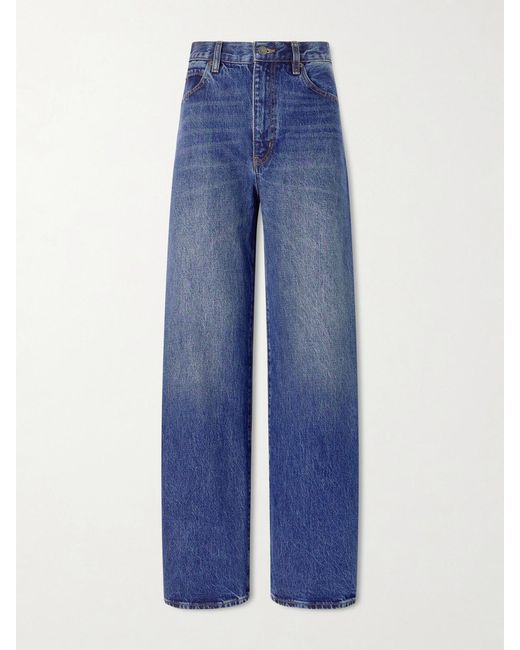 FRAME Blue High Rise Curve High-Rise Wide-Leg Jeans