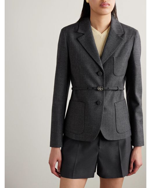 Gucci Black Blazer Aus Grain De Poudre Aus Wolle