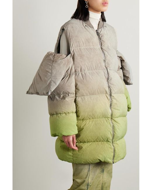 Rick Owens Natural Convertible Dégradé Quilted Shell Down Jacket