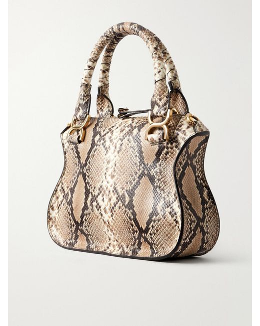 Chloé Natural Marcie Snake-Effect Leather Tote Bag