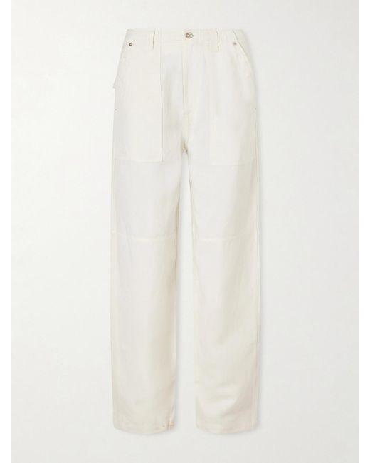 Wales Bonner White Hymn Paneled Linen-Blend Twill Wide-Leg Pants
