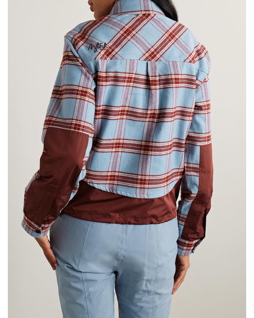 Aztech Mountain Blue Loge Peak Shell-Trimmed Checked Cotton-Flannel Shirt