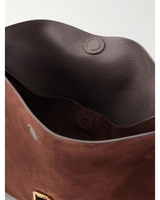 Etro Brown Pony Large Leather-Trimmed Suede Shoulder Bag
