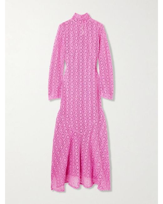 Alix Of Bohemia Pink Laila Cotton-Lace Midi Dress