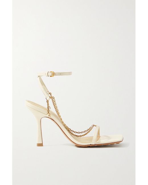 Bottega Veneta Chain Embellished Leather Sandals In White Lyst
