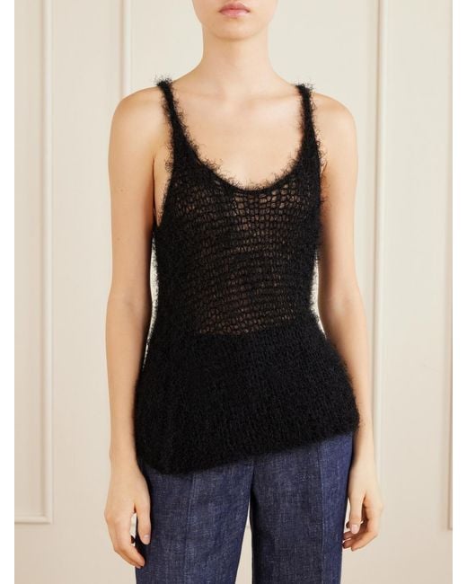 Gabriela Hearst Black Nur Open-Knit Silk And Cashmere-Blend Top