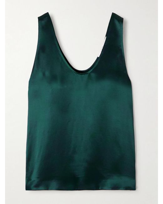 Another Tomorrow Green Satin Tank