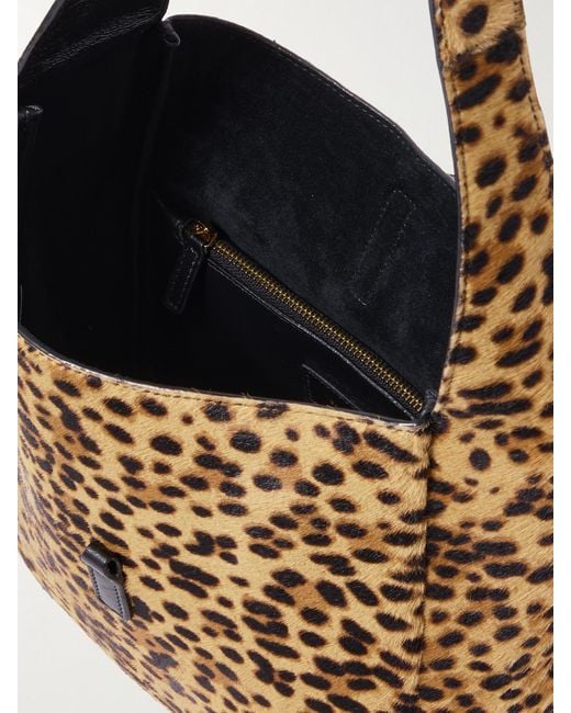 Saint Laurent White Le 5 À 7 Supple Small Leather-Trimmed Leopard-Print Pony Hair Shoulder Bag