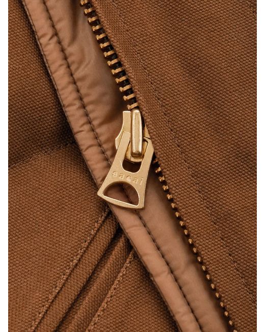 Sacai Brown Carhartt Wip Cropped Corduroy-Trimmed Quilted Shell And Cotton-Canvas Down Jacket