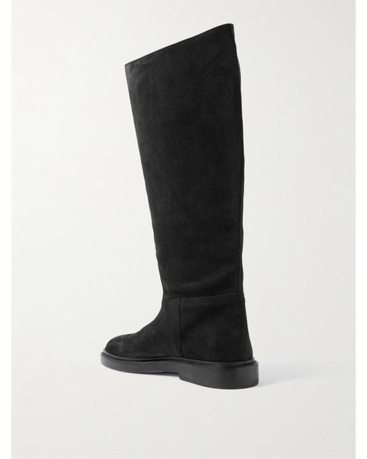 LEGRES Black 80 Suede Knee Boots