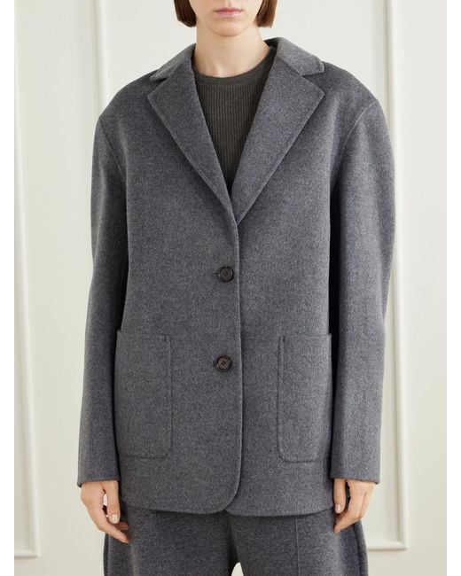 Lisa Yang Gray Double-Faced Wool And Cashmere-Blend Blazer