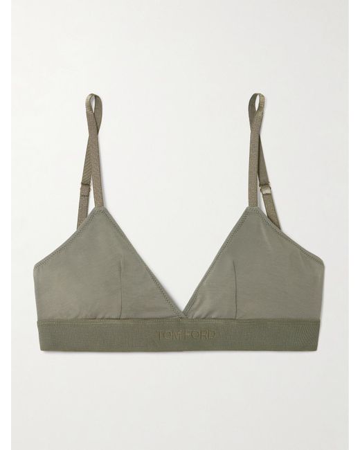 Tom Ford Gray Stretch-Modal Jersey Soft-Cup Triangle Bra