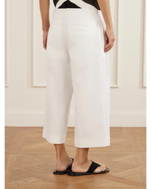 Totême  White Cropped Pleated Organic Cotton And Lyocell-Blend Straight-Leg Pants