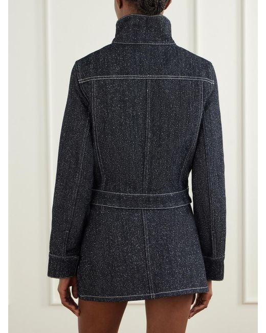 Courreges Blue Logo-Embellished Denim-Tweed Jacket