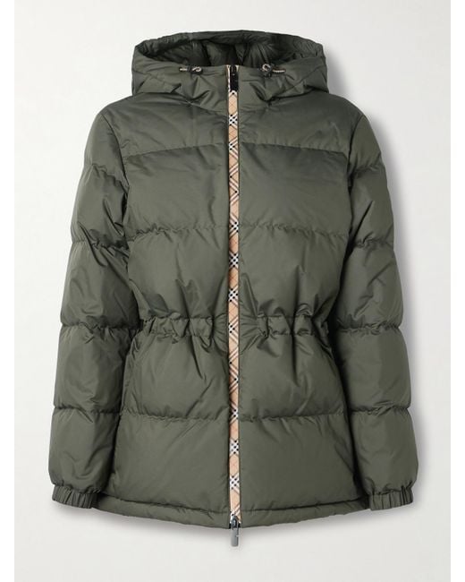 Burberry Green Daunenjacke Aus Gestepptem Shell Mit Kapuze