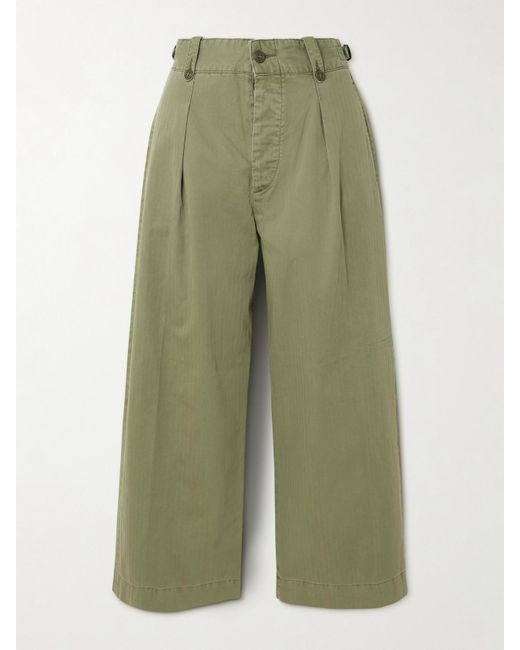 RRL Green Kyle Hose Mit Weitem Bein Aus Baumwolle Mit Fischgratmuster Und Falten