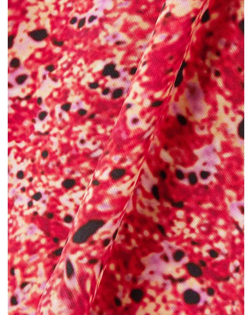 Isabel Marant Red Joyela Stehkragenoberteil Aus Bedrucktem Stretch-Mesh