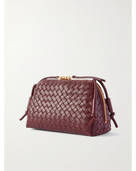 Bottega Veneta Red Concert Pouch Intrecciato Leather Shoulder Bag