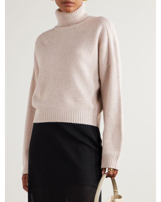 LeKasha Natural Bangkok Ribbed Organic Cashmere Turtleneck Sweater