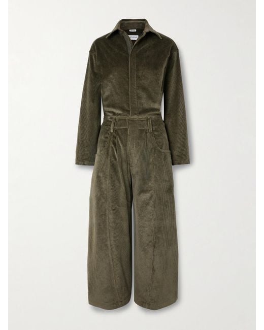 Rivet Utility Green New Yorker Verkürzter Jumpsuit Aus Cord Aus Einer Baumwollmischung