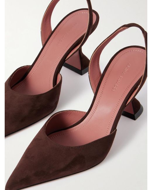 AMINA MUADDI Brown Holli Suede Slingback Pumps