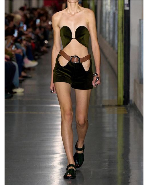 Jean Paul Gaultier Brown Cotton-Corduroy Bandeau Top