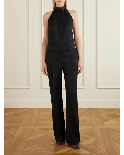 McQueen Black Halterneck Wool Top