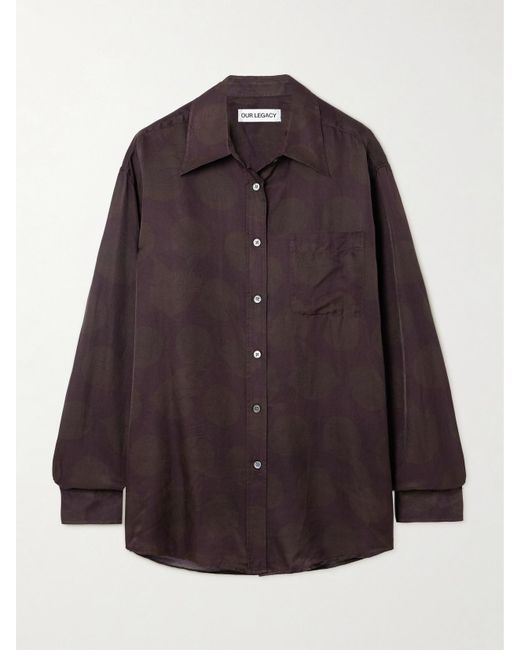 Our Legacy Purple Hemd Aus Einer Baumwoll-Seidenmischung Mit Punkten