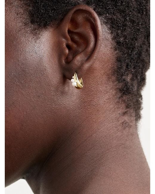 Mizuki Natural 14-Karat, Pearl And Diamond Hoop Earrings