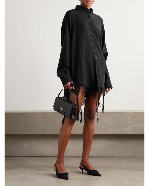 Balenciaga Black Shirt With Lace Trim
