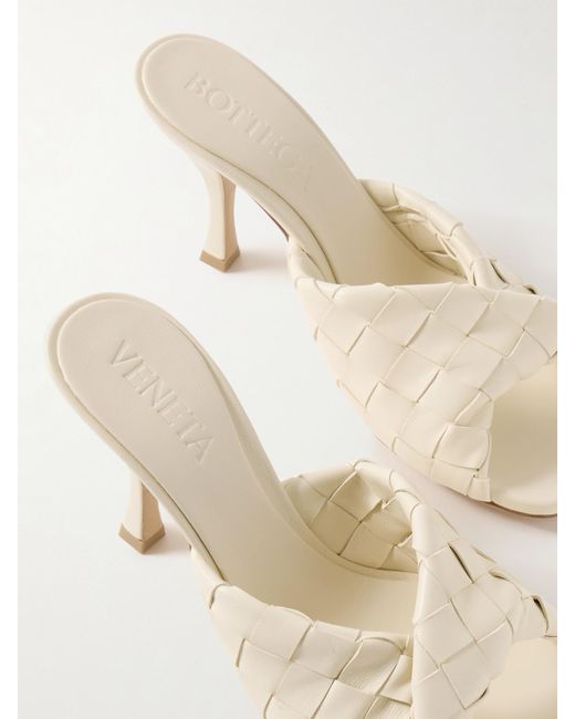 Bottega Veneta Natural Blink Twisted Intrecciato Leather Mules