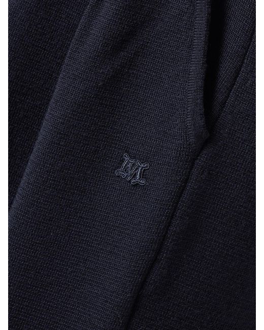 Max Mara Blue Pleated Wool Wide-Leg Pants