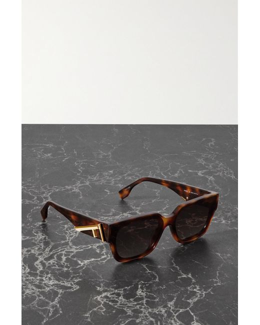 Fendi First Rectangular-frame Acetate And Gold-tone Sunglasses in Gray |  Lyst