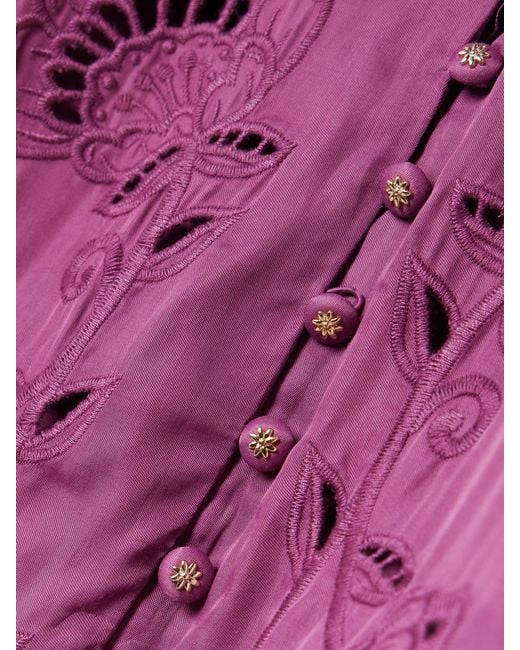 Farm Rio Purple Richilieu Sateen Maxi Dress