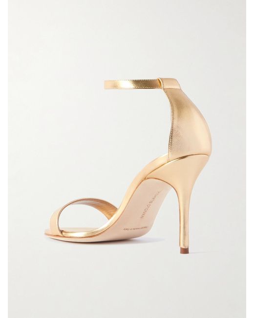 Manolo Blahnik Natural Chaos 90 Metallic Leather Sandals