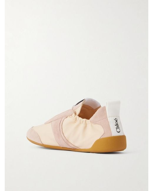 Chloé Natural Kick Suede-Trimmed Shell Sneakers